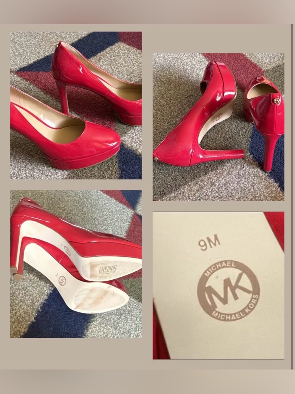 Michael Kors Chantal Platform Stiletto Heels Crimson Red Size 9